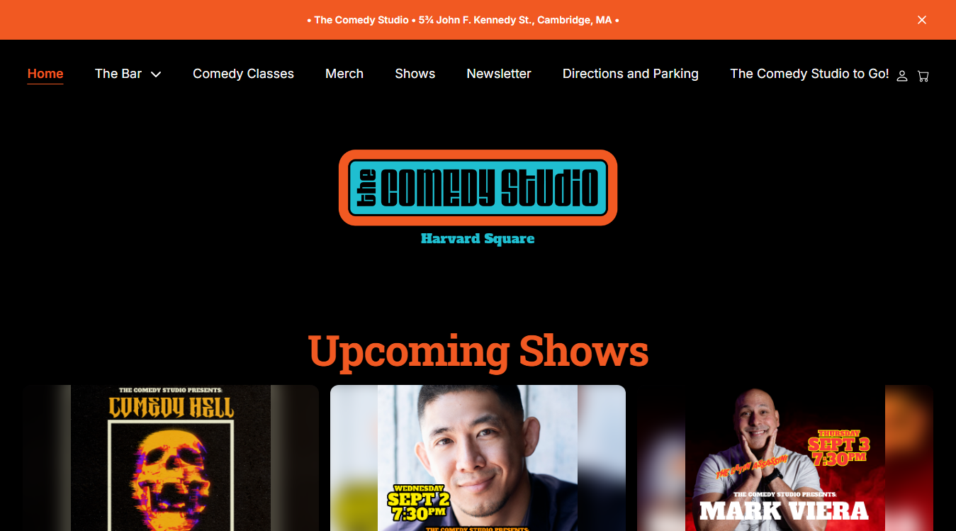 Website screenshot for The Comedy Studio