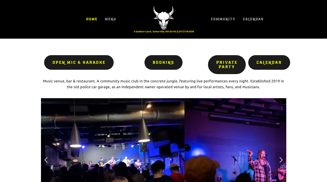 Website screenshot for The Jungle Community Music Club