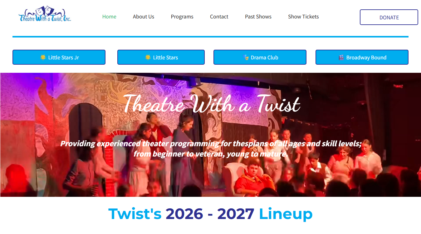 Website screenshot for Theatre with a Twist