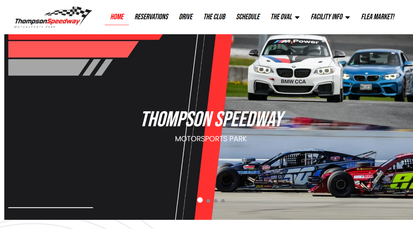 Website screenshot for Thompson Speedway Motorsports Park
