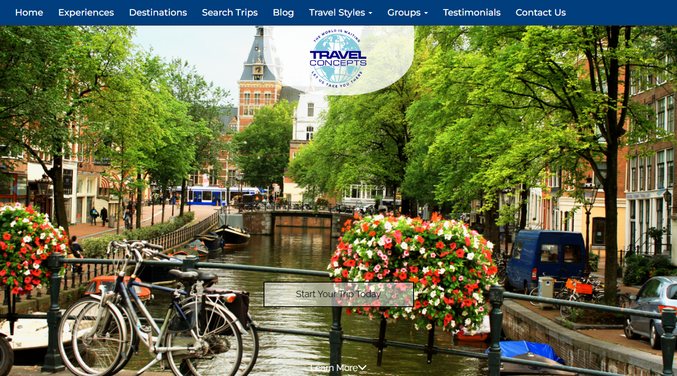 Website screenshot for Travel Concepts