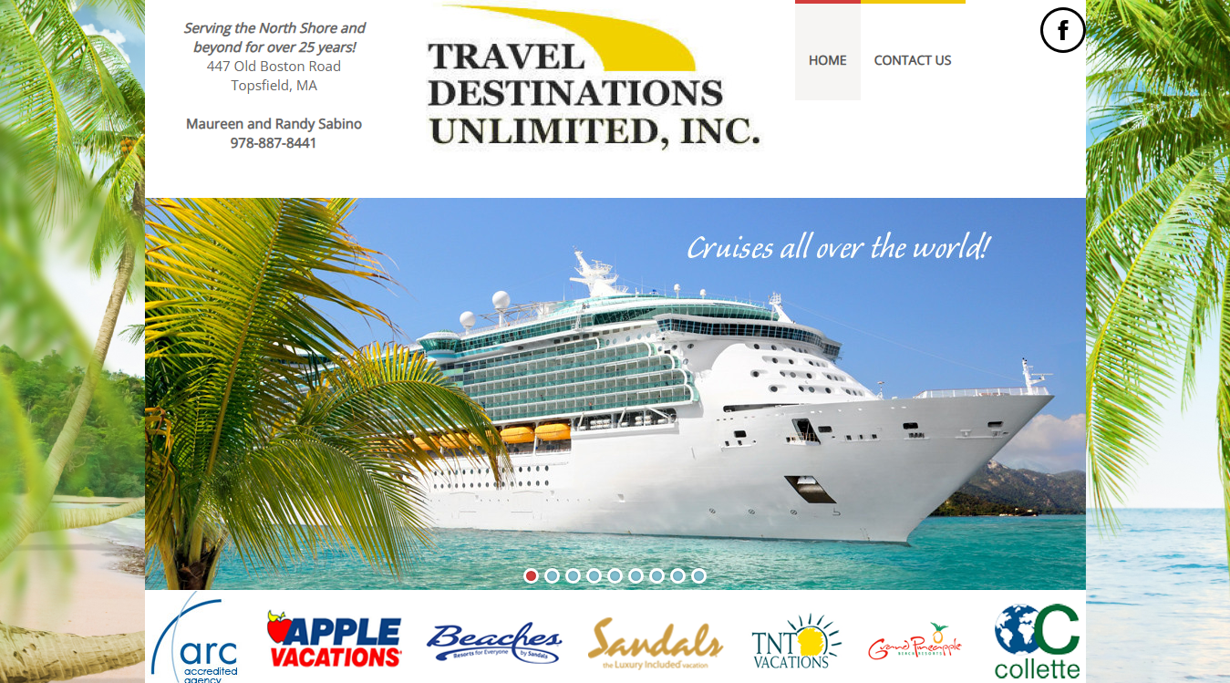 Website screenshot for Travel Destinations Unlimited