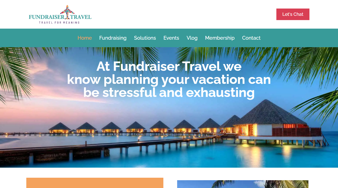 Website screenshot for Travel for Meaning