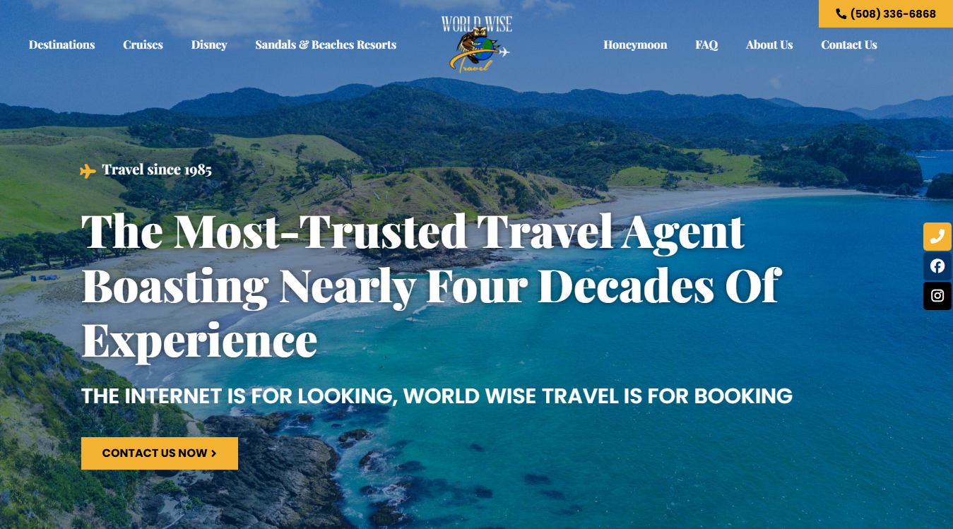 Website screenshot for World Wise Travel